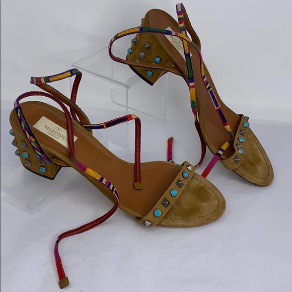 valentino rockstud suede sandal